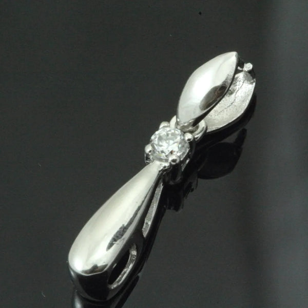 1pc 925 Sterling Silver 25mm Long Pinch Bail, Pendant Clasp, Tarnish Resistant Rhodium Plated, Cubic Zirconia CZ, SS39