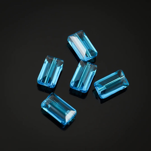 25pcs Adabele Austrian Faceted Rectangle Crystal Beads #5055, Aquamarine Blue, 14mm x 8mm, Hole ID 1.2mm, SSRT1410