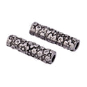 50pcs Large Hole Flower Pattern Tube Beads, Antique Silver, 20mm, Hole ID 3mm, MC-T5