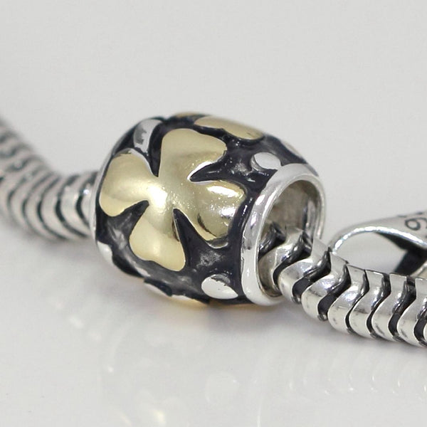 1pc Solid 925 Sterling Silver Gold Celtic Cross Protection Faith Bead Charm, Compatible with Pandora All Other Charm Bracelet, EC92