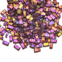 10g Miyuki Half Tila Seed Beads 5x2.3mm, Rainbow Gold Luster Dark Topaz HTL-301