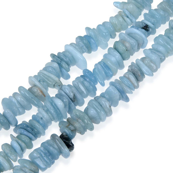 Natural Blue Aquamarine Gemstone Flat Coin Chip Beads, Irregular, 7mm-10mm, Hole ID 1mm, 15 Inch/1 Strand, GZ7-6