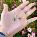 2pcs Clip On Dangle February Purple Birthstone Charm Drops, Tarnish Resistant, 18K Yellow Gold Plated Lobster Clasp, BL8-2
