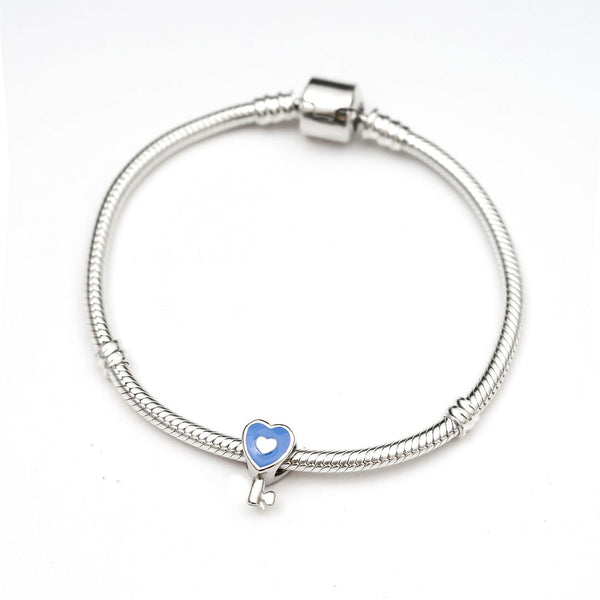 1pc Solid 925 Sterling Silver Key To Love CharmBead, Compatible with Pandora All Other Charm Bracelet, EC493