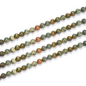 Natural Green Rhyolite Rainforest Jasper Gemstone Round Beads, 1 Strand/15 Inch, Size Selections: 4mm/6mm/8mm/10mm