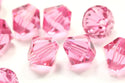 50pcs Preciosa Faceted Bicone Crystal Beads, Pink Rose, 6mm, Hole ID 1mm, Pre-B637