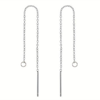 10pcs 316 Grade Surgical Stainless Steel Threader Earring Chains with Open Ring (2 Inch/3 Inch/ 4 Inch)