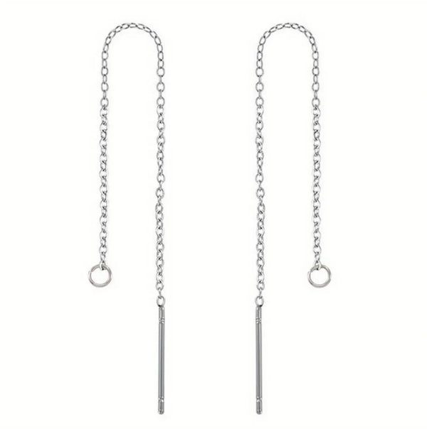 10pcs 316 Grade Surgical Stainless Steel Threader Earring Chains with Open Ring (2 Inch/3 Inch/ 4 Inch)