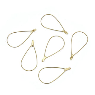 20pcs Raw Brass Large Teardrop Beading Hoops, 0.7mm/21 Gauge, 50mm x 24mm, Unplated/Uncoated, CX130-1