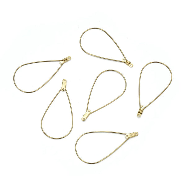20pcs Raw Brass Large Teardrop Beading Hoops, 0.7mm/21 Gauge, 50mm x 24mm, Unplated/Uncoated, CX130-1