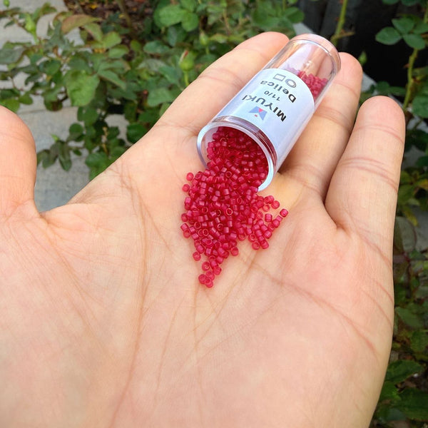 7.5g Miyuki Delica 11/0 Seed Beads, Matte Scarlet Light Topaz DB775