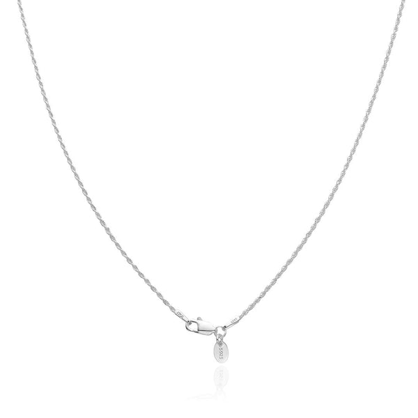 1pc 925 Sterling Silver Diamond-Cut Braided Rope Link Chain Necklace, 1.1mm, Thin Strong, Length Selections: 18/20/22/24/26 inch