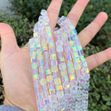 100pcs Creative Club Faceted Cube Crystal Glass Beads, Crystal AB, 8mm, Hole ID 1mm, CCC802