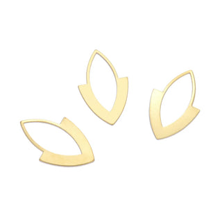 20pcs Raw Brass Large Navette Marquise Frame Pendant Drops, 34mm Connector, Unplated/Uncoated, CX-A30