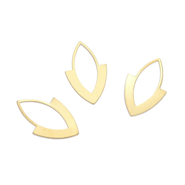 20pcs Raw Brass Large Navette Marquise Frame Pendant Drops, 34mm Connector, Unplated/Uncoated, CX-A30