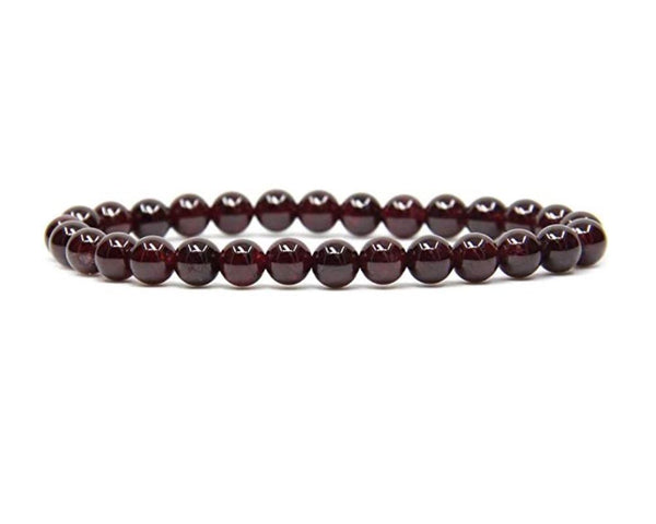 1 Strand Stretch Natural Dark Red Garnet Beaded Gemstone Bracelet, 6mm Beads, Length Selections: 7 inch/7.5 inch/8 inch