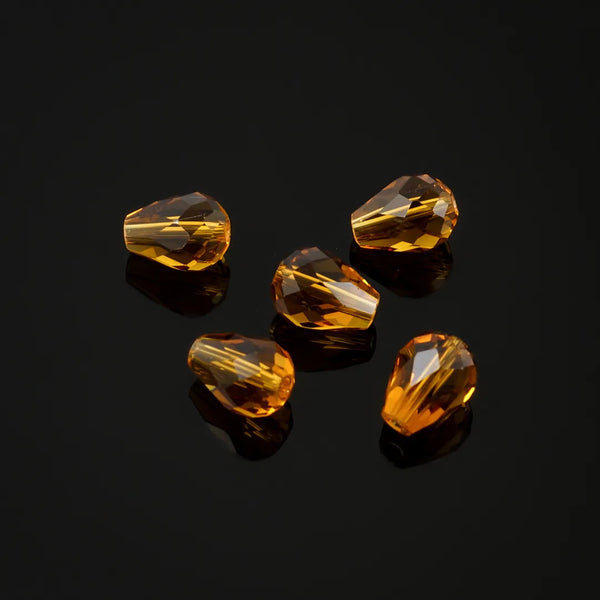 24pcs Adabele Austrian Faceted Teardrop Crystal Beads #5500, Amber Topaz, 10mm x 8mm, Hole ID 1.1mm, SST-1007