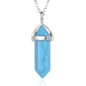 1pc Natural Blue Howlite Gemstone Pendant Necklace, 18 Inch Surgical Stainless Steel Chain, GGP-C10