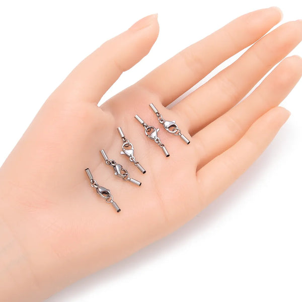 20 Sets 1mm 304 Stainless Steel Tube Cord End Caps – Glue-In Endcap Clasps (1mm/1.5mm/2mm/2.5mm/3mm)