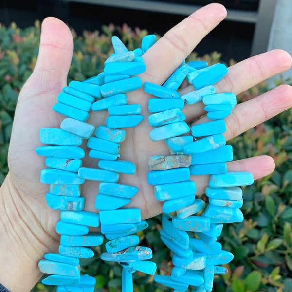 Natural Turquoise Blue Howlite Stick Point Beads, Irregular, 7mm-23mm Long, Hole ID 1mm , GZ5-2