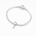 1pc Cute Solid 925 Sterling Silver Dangle Bead Charm Cubic Zirconia CZ, Compatible with Pandora All Other Charm Bracelet, EC1