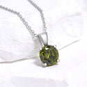 925 Sterling Silver August Birthstone Solitaire Necklace, 8mm/2 Carat Green Peridot Cubic Zirconia CZ, Length Selections: 16 inch/18 inch