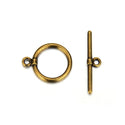 10 Sets Round Toggle Clasps, T-Bar Closure, Antique Bronze Plated Brass, 14mm, CF181-4