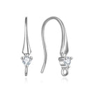 4pcs 925 Sterling Silver Fancy Earring Hooks, 2.5mm Cubic Zirconia CZ, Tarnish Resistant Rhodium Plated, 17mm, SS454