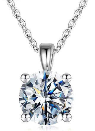 925 Sterling Silver April Birthstone Solitaire Necklace, 6mm/0.84 Carat Clear Diamond Cubic Zirconia CZ, Length Selections: 16 inch/18 inch