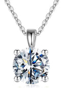 925 Sterling Silver April Birthstone Solitaire Necklace, 8mm/2 Carat Clear Diamond Cubic Zirconia CZ, Length Selections: 16 inch/18 inch