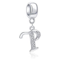 1pc 925 Sterling Silver Letter P, Alphabet Charm Pendant Drop, 18mm Long, Hole ID 4.5mm, EC3-A16