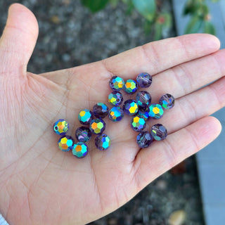 25pcs Adabele Austrian Faceted Round Crystal Beads #5000, Tanzanite AB, Size Selections: 6mm/8mm