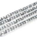 100pcs Creative Club Faceted Cube Crystal Glass Beads, Silver Shade, 6mm, Hole ID 1mm, CCC632