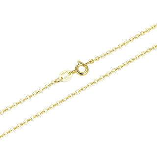 1pc 925 Sterling Silver Diamond Cut Flat Cable Link Chain Necklace, Real 18K Yellow Gold Plated, 1.3mm, Small, Length Selections: 18 inch/20 inch/22 inch