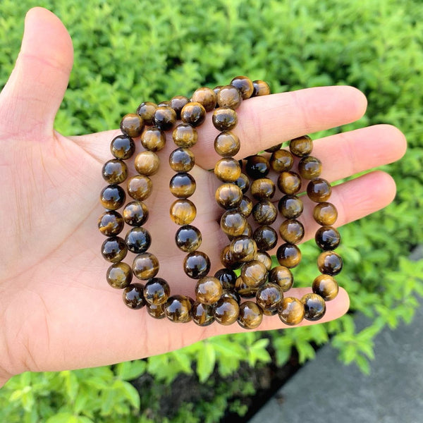 1 Strand Stretch Natural Yellow Tiger Eye Beaded Gemstone Bracelet, 8mm Bead, Length Selections: 7 inch/7.5 inch/8 inch/8.5 inch