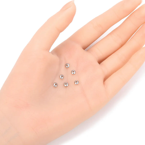 100pcs 4mm 304 Stainless Steel Saucer Rondelle Spacer Beads – Small, Loose, Silver Tone (4mm/6mm)