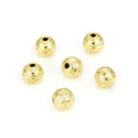100pcs Sparkle Corrugated Ribbon Pattern Round Beads, 18K Yellow Gold Plated Brass, Size Selections: 6mm/8mm/10mm