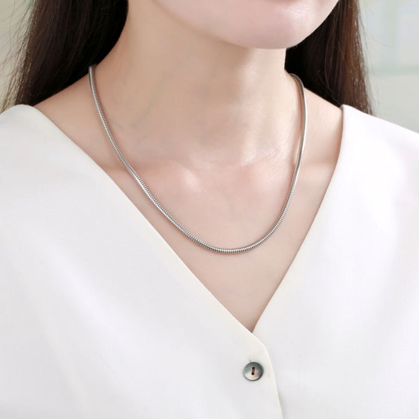 1pc 925 Sterling Silver Snake Chain Necklace, Tarnish Resistant Rhodium Plated, 3mm, Thick Large Strong, Length Selections: 18/20/22/24 inch