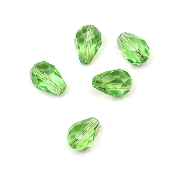 24pcs Adabele Austrian Faceted Teardrop Crystal Beads #5500, Peridot Green, 8mm x 6mm, Hole ID 1mm, SST-816
