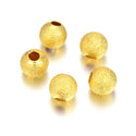 100pcs Sparkle Large Hole Stardust Round Beads, 18K Yellow Gold Plated Brass, Size Selections: 6mm/8mm/10mm