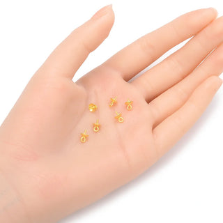 10pcs 925 Sterling Silver Screw Eye Pin Bails, Real 18K Yellow Gold Plated, Glue-on Pendant Connector, Cup Size Selections: 4/5/6/8mm