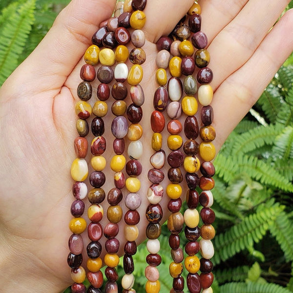 Natural Mookaite Jasper Gemstone Oval Tumbled Pebble Beads, Irregular, 5mm to 8mm, Hole ID 1mm, 15 Inch/1 Strand, GZ11-57