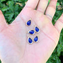 10pcs Grade A September Sapphire Blue Teardrop Birthstone Charm Drop, 18K Yellow Gold Plated Brass, Size Selections: 11x7mm, 14x8mm, 16x9mm