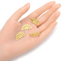 20pcs Raw Brass Half Round Semicircle Fan Pendant Drop, 24.5mm, Unplated/Uncoated, CX-A29