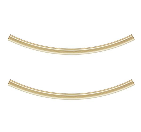 5pcs Real 1/20 14K Gold Filled Curved Noodle Tubes, Hole ID 1.2mm, Length Selections: 20mm/25mm/30mm