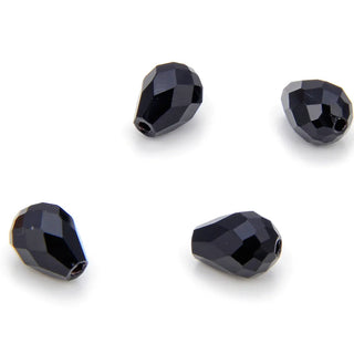 24pcs Adabele Austrian Faceted Teardrop Crystal Beads #5500, Jet Black, 8mm x 6mm, Hole ID 1mm, SST-823