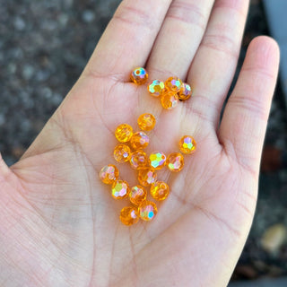 25pcs Adabele Austrian Faceted Round Crystal Beads #5000, Topaz Yellow AB, Size Selections: 6mm/8mm
