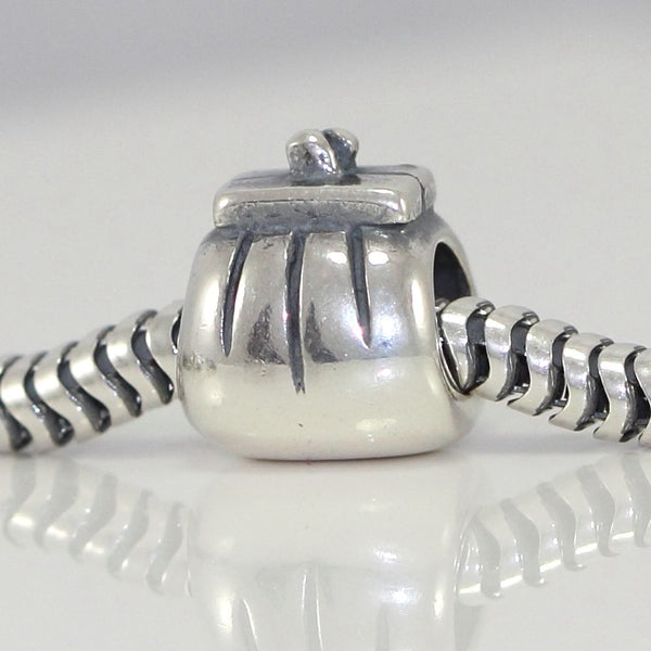 1pc Solid 925 Sterling Silver Cute Purse Bead Charm, Compatible with Pandora All Other Charm Bracelet, EC103