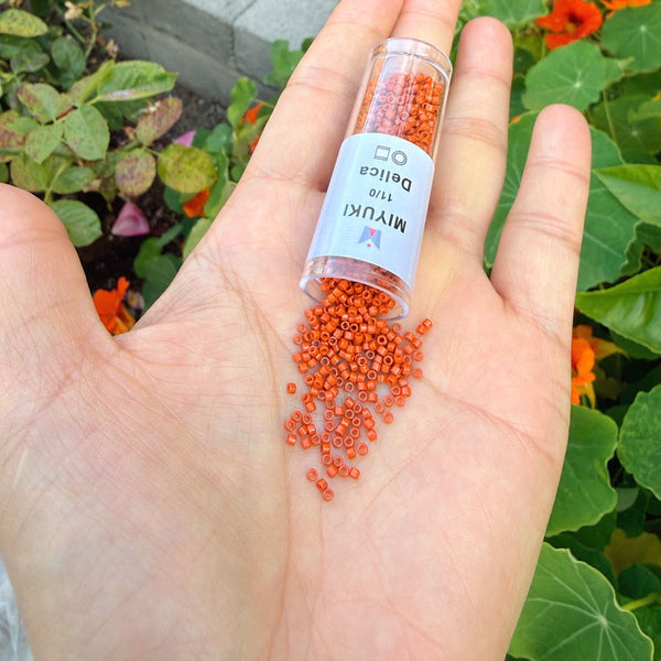30g Miyuki Delica 11/0 Seed Beads, Duracoat Opaque Orange Terracotta DB2352