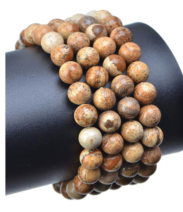 Natural Picture Jasper Gemstone Round Beads, 15 Inch/1 Strand, Size Selections: 4mm/6mm/8mm/10mm
